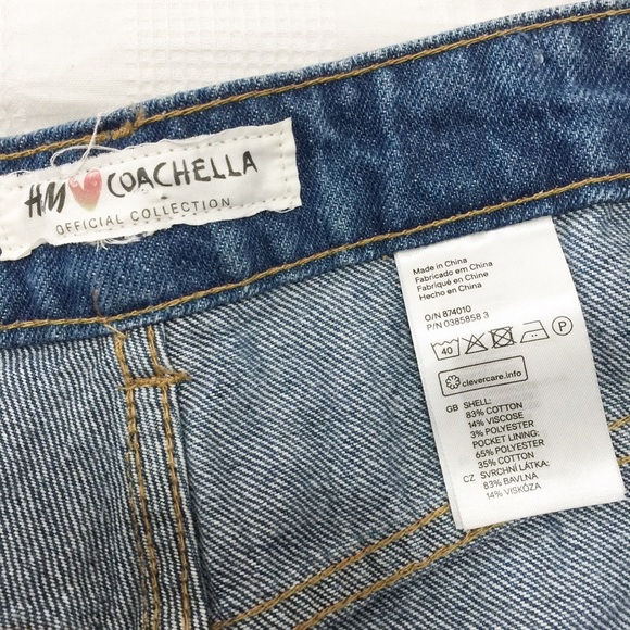 H&M Loves Coachella Embroidered Floral Denim Shorts 28 - Picture 5 of 5